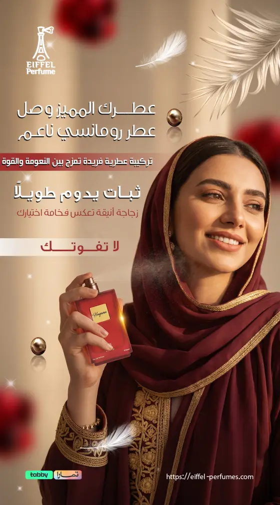 تصميم حملة موسمية لعطور إيفل - إعلان عطر نسائي